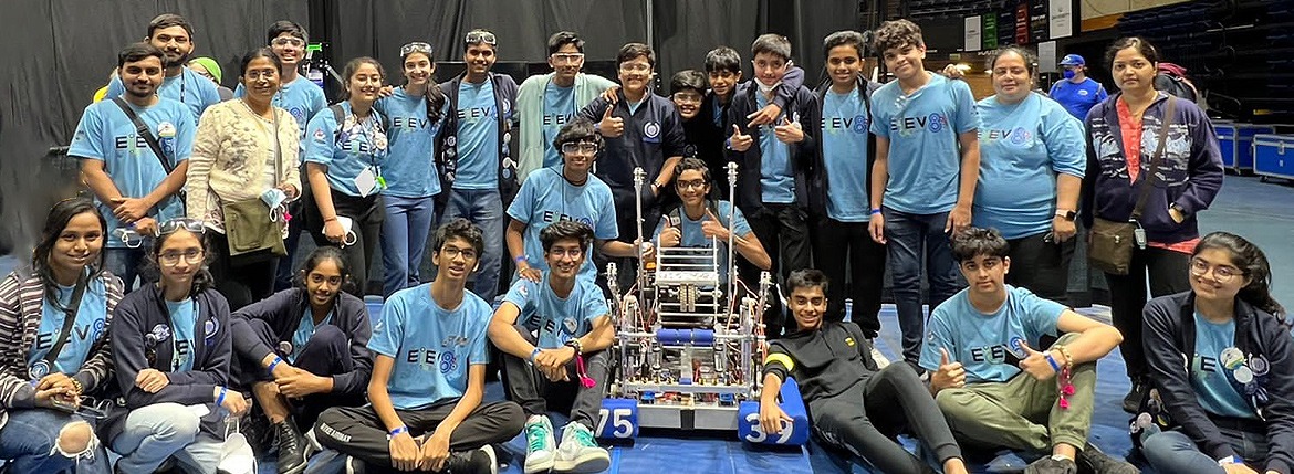 FIRST Robotics Competition — Team Elev8 with robot